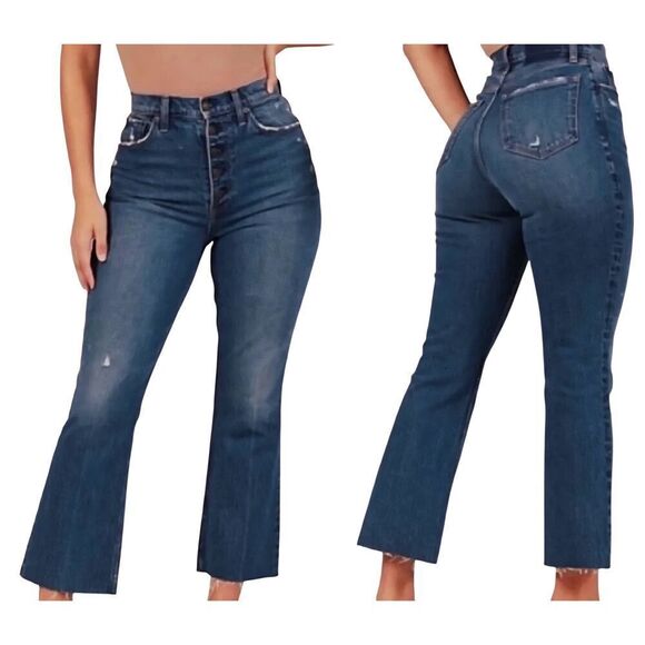 Abercrombie & Fitch Jeans Women's 6 Short Blue The Kick Ultra High Rise Flare - Picture 1 of 4
